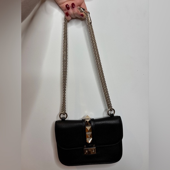 Valentino Garavani Black Leather Crossbody Bag with Gold Studs - Picture 6 of 7